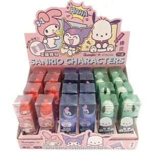 DHF 24 cái Sanrioed son môi tẩy bút chì mài hai trong một Kawaii Kuromi giai điệu văn phòng phẩm Bút chì tẩy