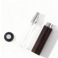 Botol Parfum Kaca Mini Portabel Mewah Bentuk Bulat 10ml, Kulit Domba Motif Kayu, Laris Manis