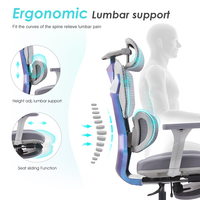 Chaise de bureau ergonomique pivotante Silla Gamer avec repose-pieds, design Chameleon Back, inclinable, confort optimal