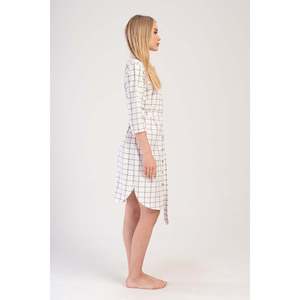 Chemise Tunique KADIN LYC SUPREM à Col Entièrement Boutonné 3/4 Manches ETEGI Ovale - Blanc Cassé - Product Image 3