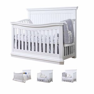Lit bébé convertible 4-en-1 moderne en bois massif, hauteur réglable, écologique, pour bébés, enfants, chambre d'hôpital, salon - Product Image 3