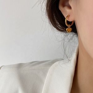 Classic Trendy Small Heart Drop Earring <strong>Stainless</strong> <strong>Steel</strong> <strong>Jewelry</strong> - Product Image 2