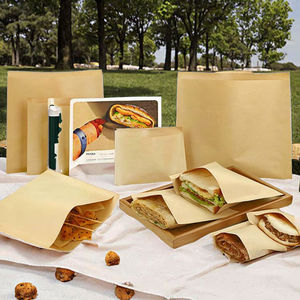 Sacs à collation jetables en papier kraft de qualité alimentaire, résistants à la graisse, pour pain, gâteaux, salades, avec impression offset et logo personnalisé - Product Image 3
