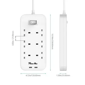 One beat Uk 6-Outlet power strip with extention cable socket electrical supplies 4 gang electric extension lead uk power board