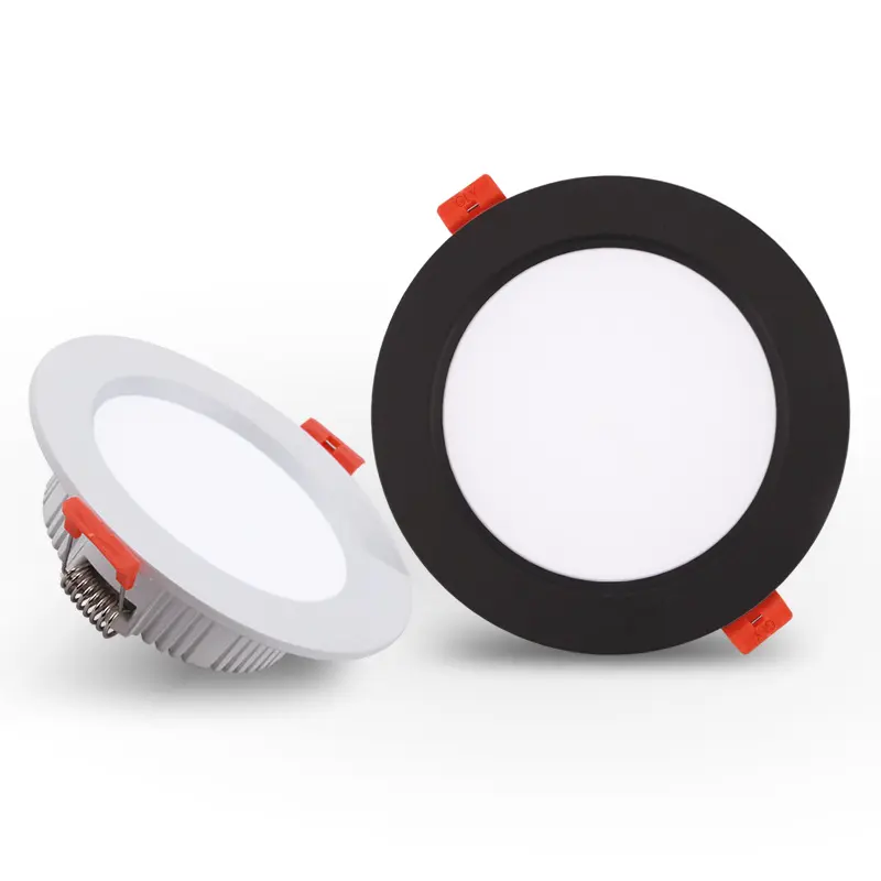 Luminária led downlight de alumínio com 220v, redonda, embutida, para ponto, de 5w 7w 12w 15w 18w 24w, branco e preto