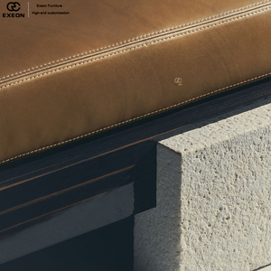 Ensemble de meubles de salon de luxe avec canapé en cuir véritable sans accoudoirs. Un canapé luxueux de forme irrégulière. - Product Image 4