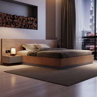 Lit Tatami Moderne en MDF avec Rangement, Ensemble de Chambre King Size avec Tiroir, Lit Double en Bois Simple, Design Élégant