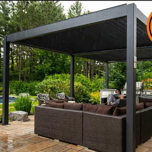 ศาลาพักผ่อนกลางแจ้งกันน้ำ, ศาลาอลูมิเนียมแบบมีมอเตอร์พร้อมรางระบายน้ำสำหรับศาลาในสวน - Product Image 2
