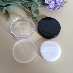 Loose Powder <b>Box</b> 5G Black Lid With Flocked Puff Inner Sieve Plastic <b>Makeup</b> Organizer For Pressed Powder Simple Style - Product Image 1