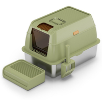 Litière pour chat durable avec couvercle, en acier inoxydable et ABS, de haute qualité, grande capacité, produits pour animaux de compagnie haut de gamme