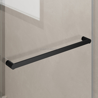 Porte de douche en verre sans cadre rectangulaire moderne, glissière en acier inoxydable brossé, rail tubulaire, verre trempé revêtu de 8 mm, salle de bain, hôtel