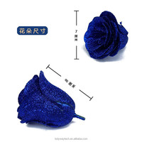 Têtes de roses artificielles scintillantes Or rose Bleu Cristal Roses brillantes avec paillettes