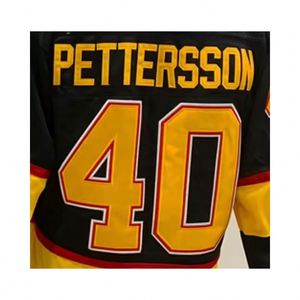 Vancouver Elias Pettersson Negro Mejor Calidad Cosido Nacional Hockey Jersey - Product Image 1