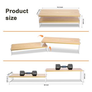 Gỗ có thể điều chỉnh Countertop Organizer kệ cho bàn, 2 Tier bảng đứng với Acrylic chân văn phòng Bàn kệ tổ chức cho máy tính xách tay - Product Image 2
