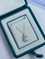 Pendentif en perle Edison de 9 à 13 mm, lustre métallique rond, collier en perle d'eau douce blanche de haute qualité, style reine des neiges, bijoux fins