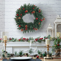 Offre Spéciale Couronne de Noël verte artificielle classique de 30 cm à vendre