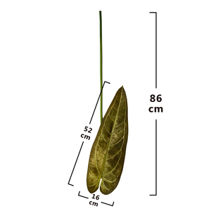 Foglia Artificiale di Anthurium Warocqueanum in Seta ad Alta Simulazione, Verde, per Decorazione di Stanze con Fiori - Product Image 2