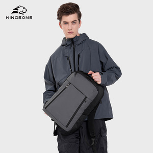 Kingsons Men's Laptop <b>Backpack</b> Water Resistant Business Travel Gray Black Solid Color Shoulder <b>Straps</b> Spring 2026 - Product Image 4