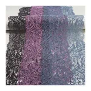 Purple 22cm Wide Stretch Mesh Garment Lace Trim Hollowed Out Flower Lace for Women