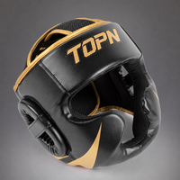Casque de sparring noir et or en cuir PU avec garniture dorée, protection de tête pour boxe, Muay Thai, Kickboxing, Sanda, MMA, protection de tête pour adulte