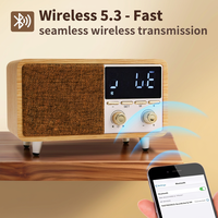 Haut-parleur multifonction 5.3 avec écran V5.3, lecture de carte TF, lecteur MP3, réveil, contrôle par application, boîtier en bois