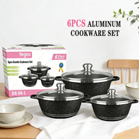 Set Peralatan Masak Granit Berkualitas Tinggi Grosir Meisite, Panci Sup & Kaldu 6pcs Set Peralatan Masak Aluminium Granit