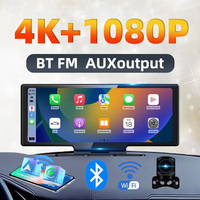 Caméra de tableau de bord universelle à écran tactile de 10 pouces avec enregistrement avant et arrière, caméra de recul avec WiFi pour tout véhicule