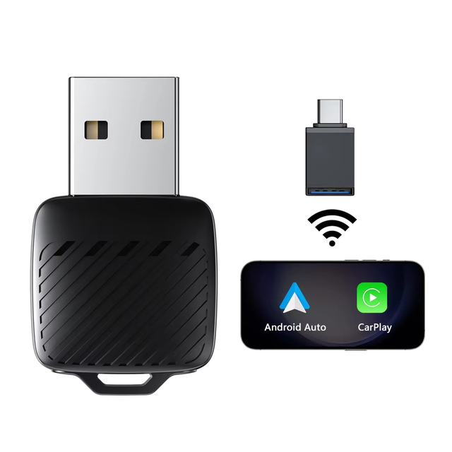 Wireless CarPlay & Android Auto Adapter 5GHz WiFi Type-C/USB Plug & Play Portable 1 Year Warranty