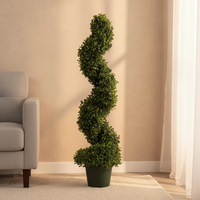 Arbre topiaire artificiel en buis en plastique en pot - Plante décorative de Noël d'extérieur, fausse verdure, plante artificielle en stock