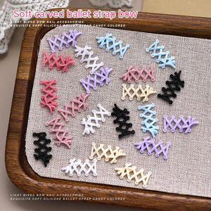 50 Pièces/Sachet Breloques d'Ongles Ruban Chausson de Ballet, Nœuds Croisés en Résine Souple pour <span class=keywords><strong>Manucure</strong></span> Française & Nail Art, Autocollants et Décalcomanies 3D pour Ongles - Product Image 4