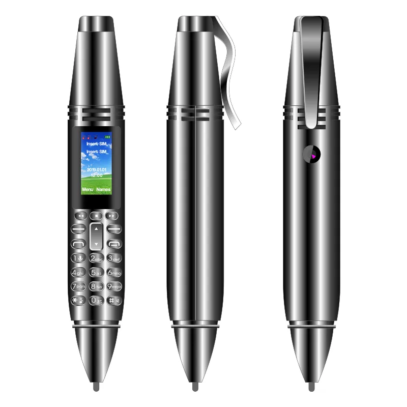 AK007 Pen Mini CellPhone 0.96" Tiny Screen GSM Dual SIM Camera Flashlight BT Dialer Mobile Phones with Recording Pen