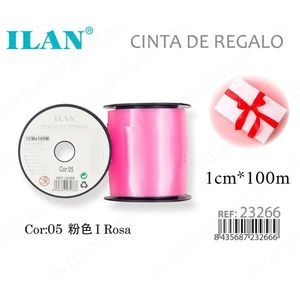 ริบบิ้นของขวัญอิลัน 1 ซม. X 100 ม. สีชมพู สำหรับห่อของขวัญ - Product Image 1