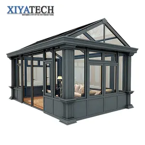 XIYATECH-casa de vidrio bajo en e personalizada, 10x12, 12x20, solarium de 4 estaciones, terraza, sunrooms de aluminio