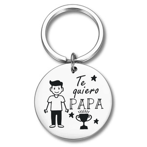 Te Quiero PAPA <span class=keywords><strong>spagna</strong></span> ti amo festa del papà regalo di compleanno papà portachiavi anello accessori gioielli in acciaio inossidabile ciondolo moda - Product Image 4