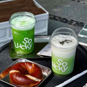 Gobelet en plastique PET transparent de qualité alimentaire, personnalisable, jetable, diamètre 98 mm, avec couvercle, pour boissons froides, café glacé - Product Image 1