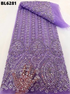 Abito da sposa reale europeo pesante fatto a mano ricamo con perline in pizzo da sposa tessuto con perline con paillettes francesi per spagna - Product Image 4