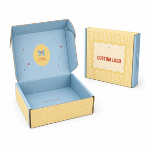 Boîte d'expédition pliante en carton ondulé jaune personnalisée, imprimée et colorée, avec logo, pour cadeau - Product Image 1