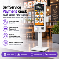 Kiosque de paiement en libre-service de 21,5 pouces avec écran tactile, terminal de point de vente, caméra, imprimante thermique de 80 mm, scanner QR pour la vente au détail et les restaurants