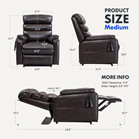 Fauteuil inclinable électrique de luxe à double moteur avec fonction massage pour personnes âgées, inclinaison à plat pour dormir