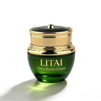 Pot cosmétique en verre bleu 20g 30g 50g, pots vides en verre pour crème visage avec couvercles dorés pour soins de la peau