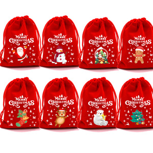 Bolsas de regalo navideñas rojas de 7 pulgadas, de tela, con cordón, ecológicas, para dulces, refrigerios, empaques de manzanas, recuerdos de fiestas navideñas - Product Image 1