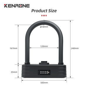 Cerradura antirrobo en forma de U KENRONE, cerradura blindada impermeable sin llave para scooter, bicicleta eléctrica y bicicleta, cerradura en U de seguridad para exteriores - Product Image 1
