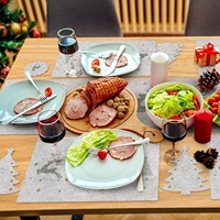 Lot de 19 sets de table de Noël gris en feutre avec sous-verres et porte-couverts pour la décoration de table à manger à la maison