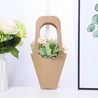 Sac d'emballage pour fleurs en papier kraft brun avec logo personnalisé en gros, sac de transport pour bouquet de fleurs, sac cadeau pour mariage
