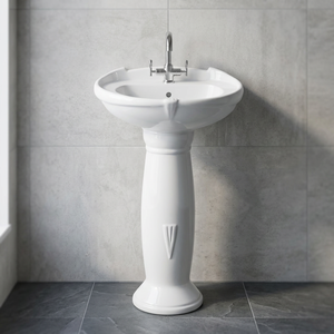 Antique Style Basin with Pedestal Ceramic Hand Wash Basin White Rustic Color Vitrosa Lavabo Designer Modern Sink Stand Set - Product Image 1
