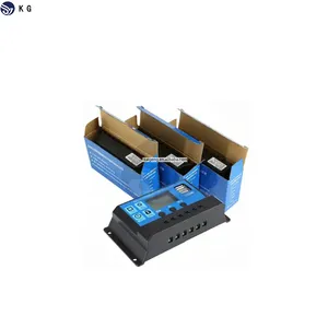 PLXFING 60A/50A/40A/30A/20A/10A Solar Charger Controller 12V 24V Auto PWM Controllers LCD Display 5V Dual USB Output Controller
