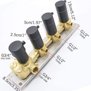 Inverseur de <span class=keywords><strong>douche</strong></span> en laiton <span class=keywords><strong>thermostatique</strong></span>, avec 3 sorties, 3 fonctions, vanne à pression équilibrée, avec garniture en <span class=keywords><strong>noir</strong></span> mat - Product Image 6