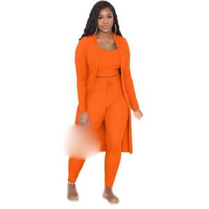 Vêtements d'automne pour femmes Ensembles décontractés Vêtements chics Vendeur 6 couleurs Combinaisons Pantalons et manteau long - Product Image 4