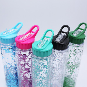 Seaygift Groothandel Custom Logo Print Clear Double Wall Citroen Fles Water Voor Outdoor Bpa Gratis Glitter <span class=keywords><strong>Plastic</strong></span> Waterfles - Product Image 2
