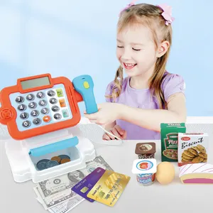 儿童电子计算器，其他假装玩金钱游戏，杂货店超市游戏带扫描仪的收银机玩具